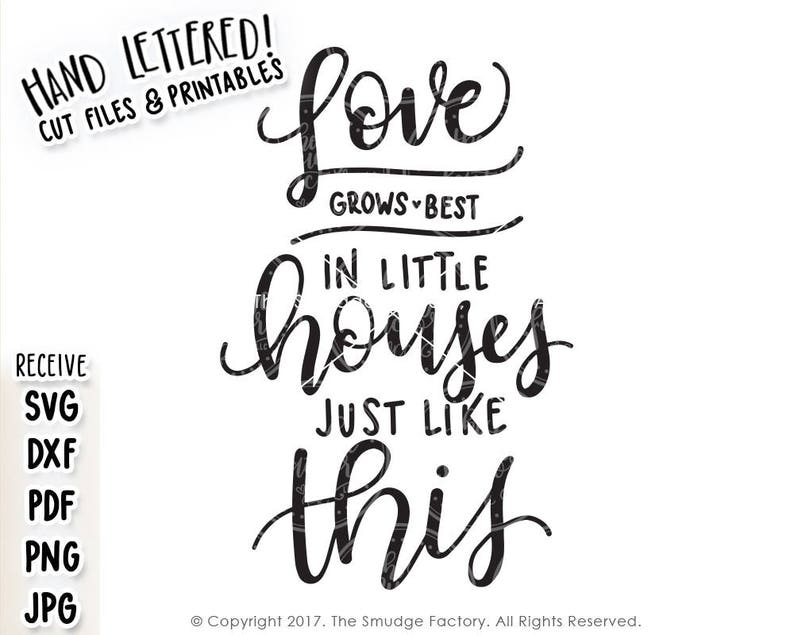 Amour SVG coupe fichier, amour pousse meilleur SVG, fichier de coupe de printemps, petites maisons SVG, maman imprimable, à la main en lettres, Silhouette, fichier de coupe Cricut image 2