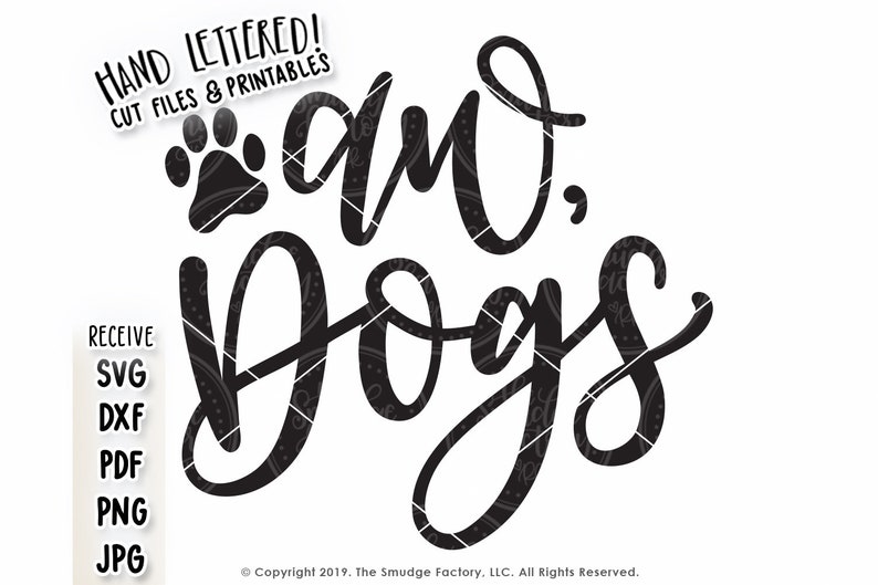 Aw Dogs SVG, Hand Lettered Paw Print Clipart (cut Files) - Etsy