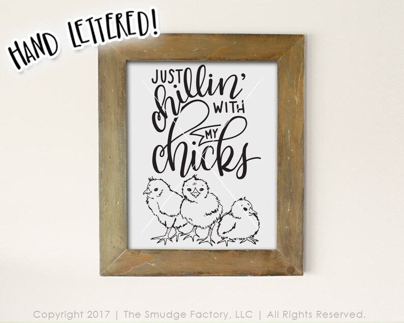 Chillin' With My Chicks Easter Print, Handlettered Calligraphy (Digital Download) image 1