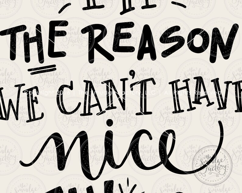 May include: Black and white text graphic that reads "If I'm the reason we can't have nice things".