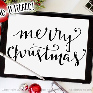 Merry Christmas SVG Cut File, Christmas Vector, Hand Lettered, Silhouette SVG, Calligraphy Cut File, Christmas DXF, Holiday Graphic Overlay
