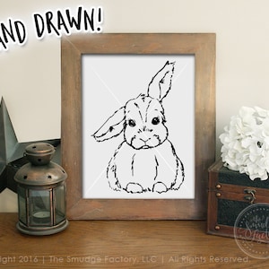 Bunny Printable File, Happy Easter Bunny Print, Hand Drawn Bunny Nursery Art Wall Decor, Instant Download, DIY Easter Decor, Vector Bunny