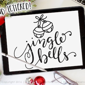 Jingle Bells SVG Cut File, Christmas SVG, Hand Drawn Cut File, Silhouette, Cricut, Holiday SVG File, Happy Christmas, Jingle All The Way