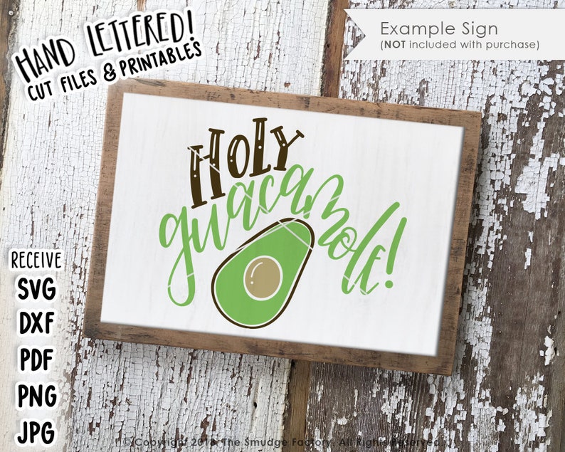 Holy Guacamole SVG Printable File Avocado Hand Lettered - Etsy