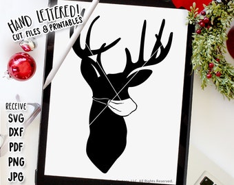 Deer with Mask SVG, Printable Antlers Graphic (Digital Download)