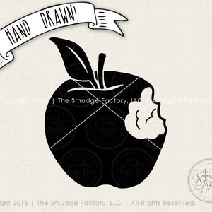 Apple SVG Cut File Clipart Teacher Gift Fruit Graphic Overlay, Apple With Bite, Silhouette Download, Cricut, Teaching Graphic, Red Fruit image 1