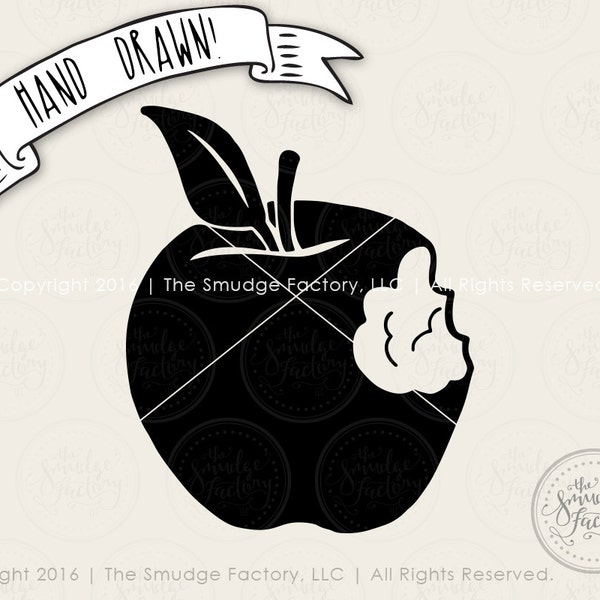 Apple SVG Cut File Clipart Teacher Gift Fruit Graphic Overlay,  Apple With Bite, Silhouette Download, Cricut, Teaching Graphic, Red Fruit