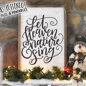 Christmas SVG Cut File, Let Heaven And Nature Sing, Hand Lettered SVG, Silhouette SVG, Cricut Cut File, Joy To The World, Holiday Overlay