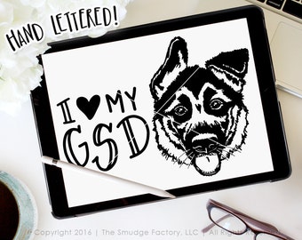 Duitse herder SVG gesneden bestand, puppy hond SVG, hand getrokken gesneden bestand, silhouet, Cricut, hondenliefhebber GSD vinyl sticker, Belgische Mechelse herder puppy