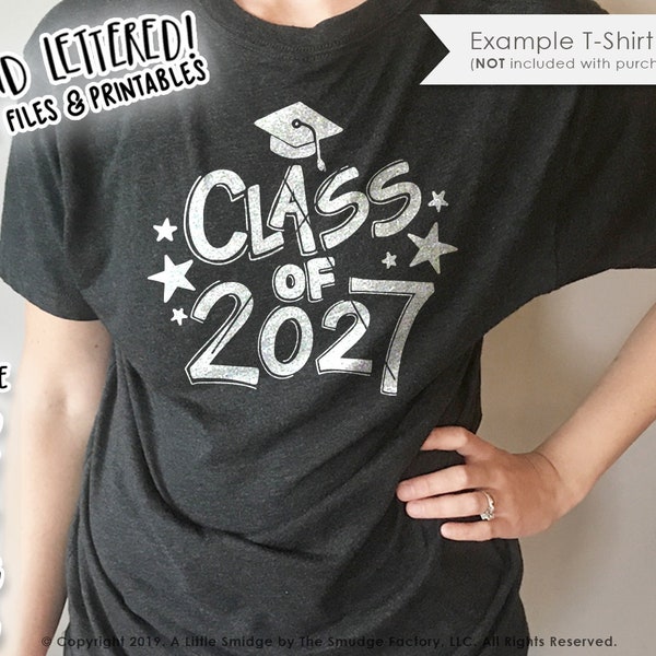 Class of 2027 SVG, Graduation SVG Cut File, Hand Lettered, Silhouette, Cricut Cut File, New Kindergartener, DIY Vinyl Decal, Printable