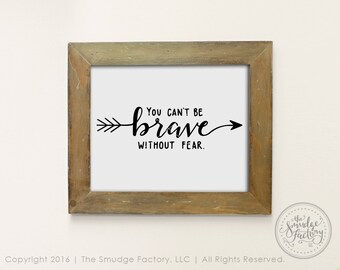 Lámina con letras a mano "Flecha Valiente", Arte de pared inspirador (Descarga digital)