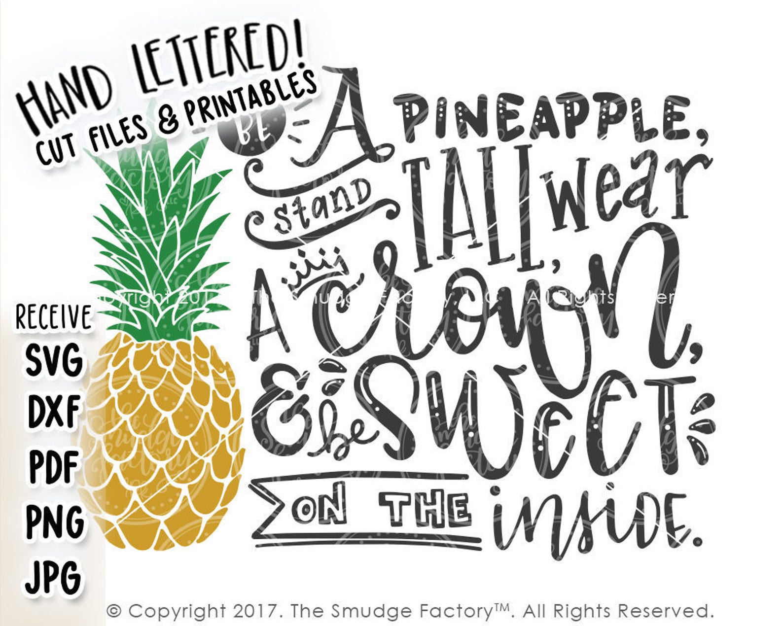 Pineapple Printable Be A Pineapple Stand Tall Wear A Crown Etsy