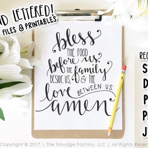 Bless the Food SVG Cut File, Bible Verse SVG, Dinner Prayer, Silhouette, Cricut Cutting File, Download, Dining Room Print, Prayer Blessing