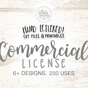Commercial Use Licensing for 6 Or More* Hand-Lettered Designs, SVG Cutting Files - 250 Uses Per Design (*Select Number of Designs From Menu)