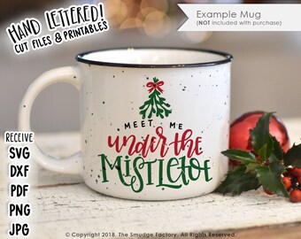 Treffen Sie mich unter dem Mistelzweig SVG, Weihnachtsschnittdatei (digitaler Download)