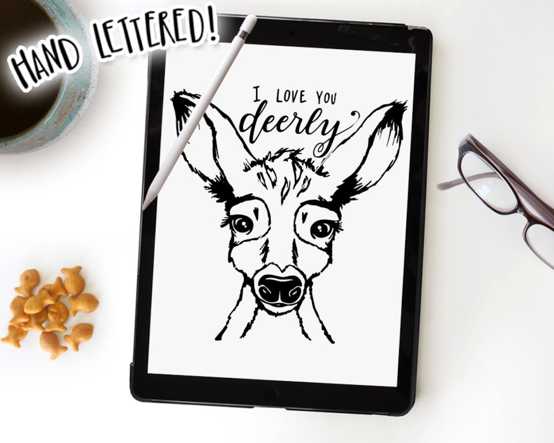 I Love You Deerly Printable File Deer DIY Wall Art Baby | Etsy