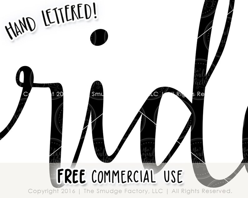 Puede incluir: Gr&aacute;fico en blanco y negro escrito a mano que dice "bride" con el texto "HAND LETTERED!" y "FREE COMMERCIAL USE" debajo. El gr&aacute;fico est&aacute; sobre un fondo blanco.
