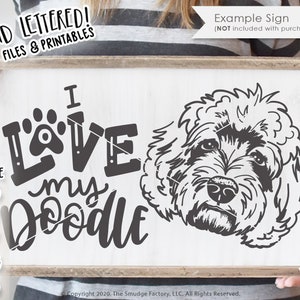 Love My Doodle, Labradoodle, Golden Doodle SVG Cut File, Puppy Dog, Hand Drawn, Silhouette, Cricut, Dog Lover, Designer Dog, Poodle Mix