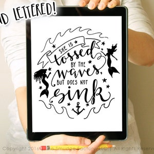 Zeemeermin quote gesneden SVG-bestand, handgeletterd nautisch ontwerp (digitale download)