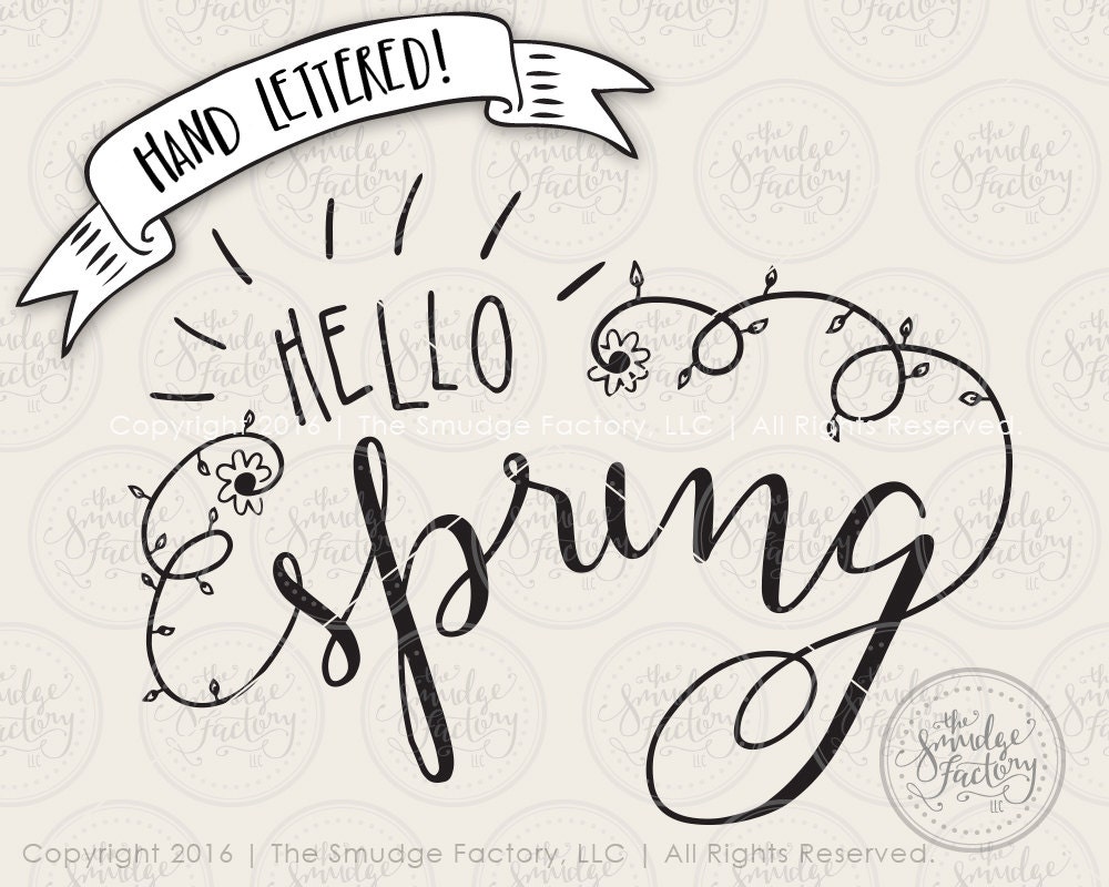 Spring Printable File SVG Cut File Hello Spring Flowers | Etsy