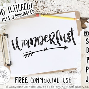 Wanderlust SVG Cut File, Travel SVG, Silhouette, Cricut, Expression, Hand Lettered, Wander, Cutting File, Download, Quote SVG, Globe, Arrow