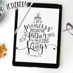 Princesse SVG coupe fichier, verset Apocalypse 19:16, je suis une princesse, parce que mon père est le roi des rois, Silhouette, Cricut, fichier de coupe Svg