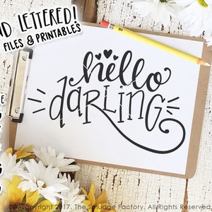 Hello Darling SVG Plik do cięcia, Hello Plik do cięcia, Plik do cięcia Baby Girl, Sylwetka SVG, Pobieranie Cricut, Hello Gorgeous Plik do cięcia, Mała dziewczynka