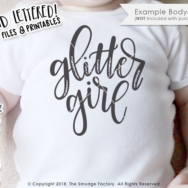 Glitter SVG, Hand Lettered SVG, Glitter Girl Cut File, Glitter Princess, Baby Girl Cut File, Glitter Printable, Silhouette, Cricut, Sparkle