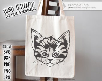 Kitten Cut File, Hand Drawn Cat Clipart, Cricut SVG, Vector (Digital Download)