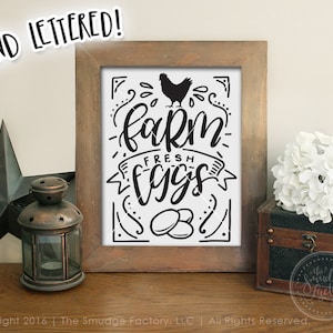 Farm Fresh Eggs Printable, Farm Printable Wall Art, Hand Lettered, Farm Living Printable, Chicken Wall Art, Rooster Printable, Farm Print
