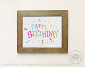 Rainbow Confetti Happy Birthday Printable Decor (Digital Download)