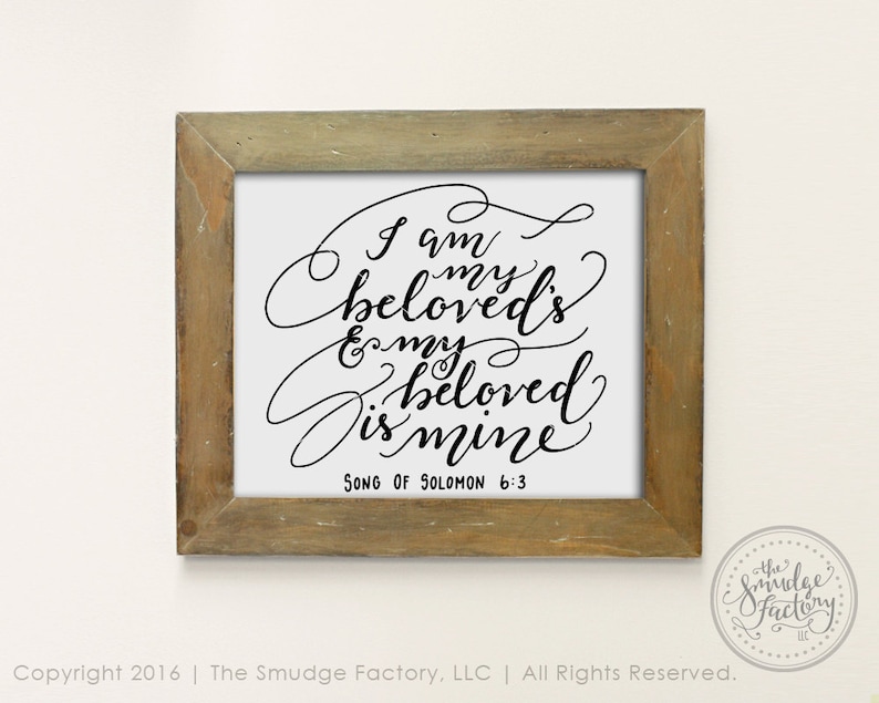 Song of Solomon 6:3 - Machine Embroidery Design - 2 Sizes, I Am My Beloved's and My Beloved is Mine, Bible Verse Design, Biblical Expression