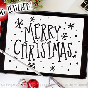 Merry Christmas SVG Cut File, Christmas Vector, Hand Lettered, Silhouette SVG, Calligraphy Cut File, Christmas DXF, Holiday Graphic Overlay