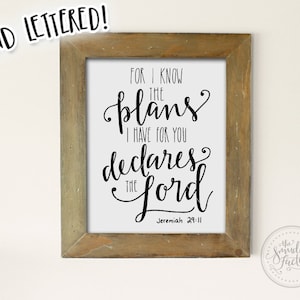 For I Know The Plans Printable, Jeremiah 29:11, Bible Verse Print, Bible Verse Printable, Jeremiah Print, Verse Clipart, Declares The Lord