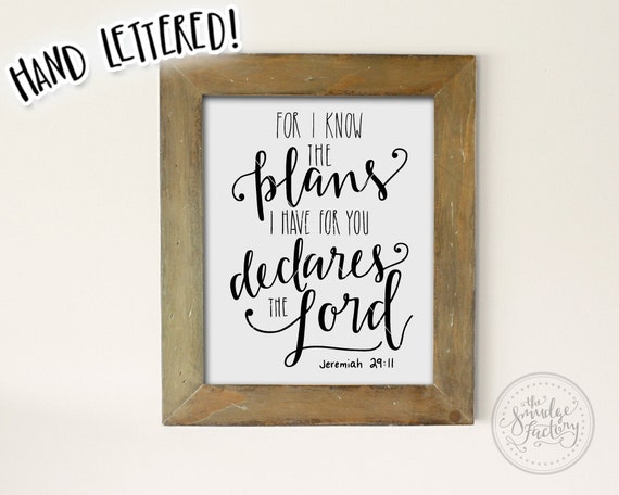 For I Know the Plans Printable Jeremiah 29:11 Bible Verse - Etsy