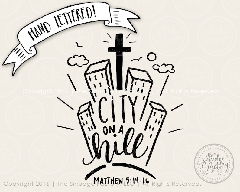 Bible Verse Print City on A Hill Printable City Clipart - Etsy