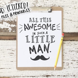 Kleiner Mann Schnurrbart SVG Datei, Hand beschriftete Silhouette Cricut Download, Kinderzimmer Druck