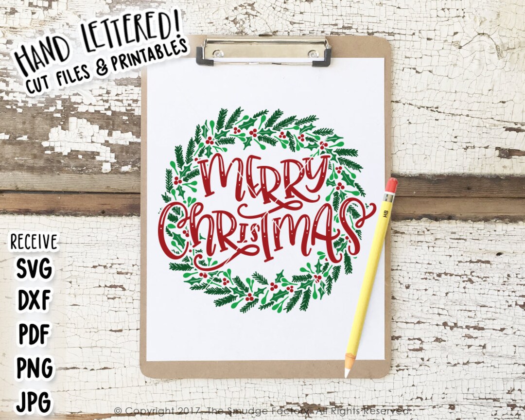 Christmas Printable Merry Christmas Wreath Print Holiday - Etsy