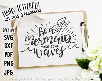 Handgeletterde zeemeerminprint, nautisch kinderkamerdecor (digitale download)