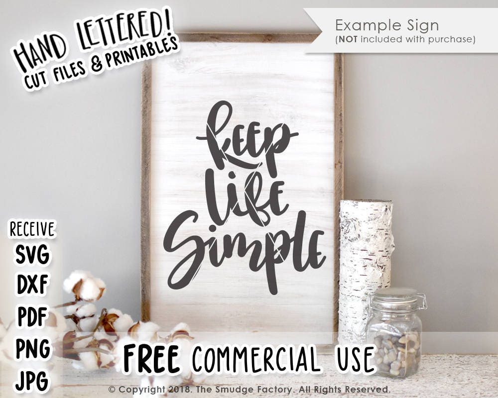 Keep Life Simple SVG Cut File Simple Life SVG Hand Lettered | Etsy