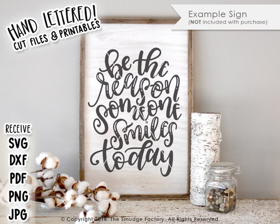 Smile SVG Cut File, Hand Lettered Printable (Digital Download)