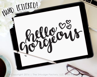 Hallo wunderschöne SVG, Hallo druckbare Datei, Baby Mädchen geschnitten Datei, Silhouette SVG, Cricut Download, Hallo wunderschön geschnittene Datei, kleines Mädchen
