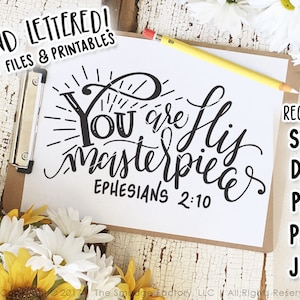 You Are His Masterpiece Printable, Bible Verse Print, Baby&#39;s Nursery Art, Ephesians 2:10, Bible Verse Printable, Christian Wall Art, Quote