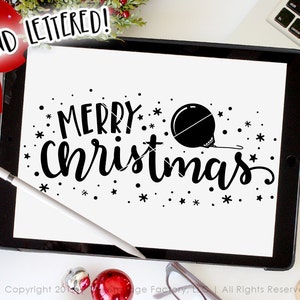 Merry Christmas SVG Cut File, Christmas Vector, Hand Lettered, Silhouette SVG, Calligraphy Cut File, Christmas DXF, Holiday Graphic Overlay