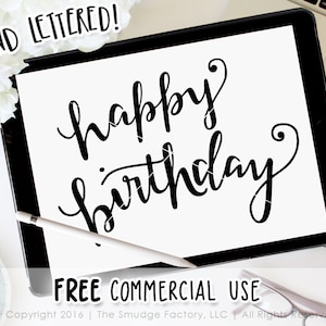 Happy Birthday • Vector • Handwritten Silhouette Calligraphy File • svg • pdf • dxf • png • Instant Download • Graphic Overlay • Clipart