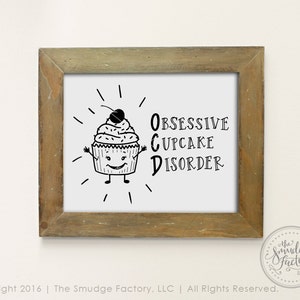 Cupcake Printable File, Obsessive Cupcake Disorder, Hand Lettered, Clip Art Download File, Cupcakes Clip Art, Girl&#39;s T-shirt with Cupcakes