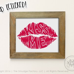 Lips Printable File, Kiss Me Lips, Hand Drawn Lips DIY Home Decor Print, Kissable Lips Clip Art, Red Hot Lips Graphic Overlay, Valentine&#39;s