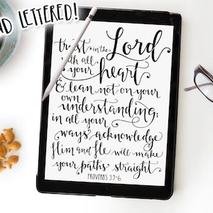 Proverbs 3:5-6, SVG Cut File, Trust in the Lord with All your Heart, Silhouette, Bible Verse SVG Cutting File, Cricut Cutting File, Download