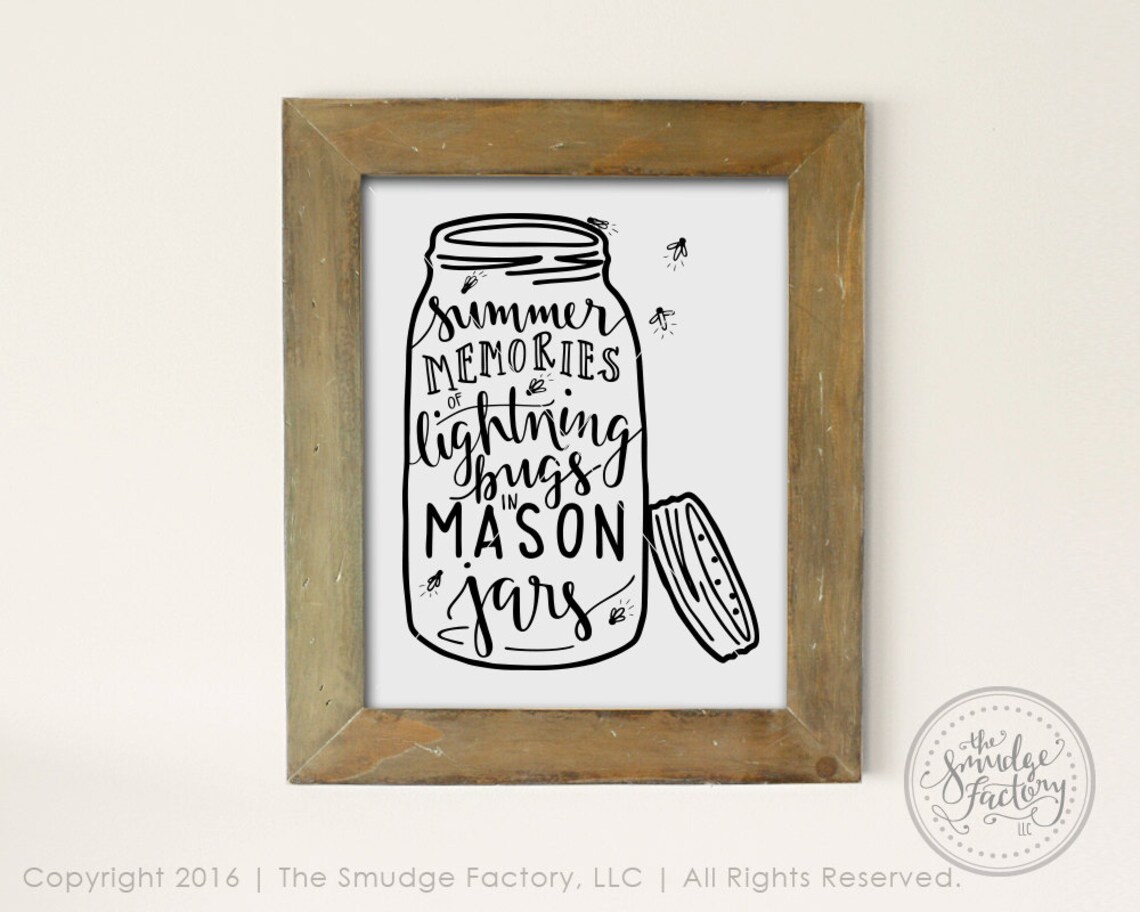Mason Jar SVG Cut File Fireflies Lightning Bug Mason Jar Etsy