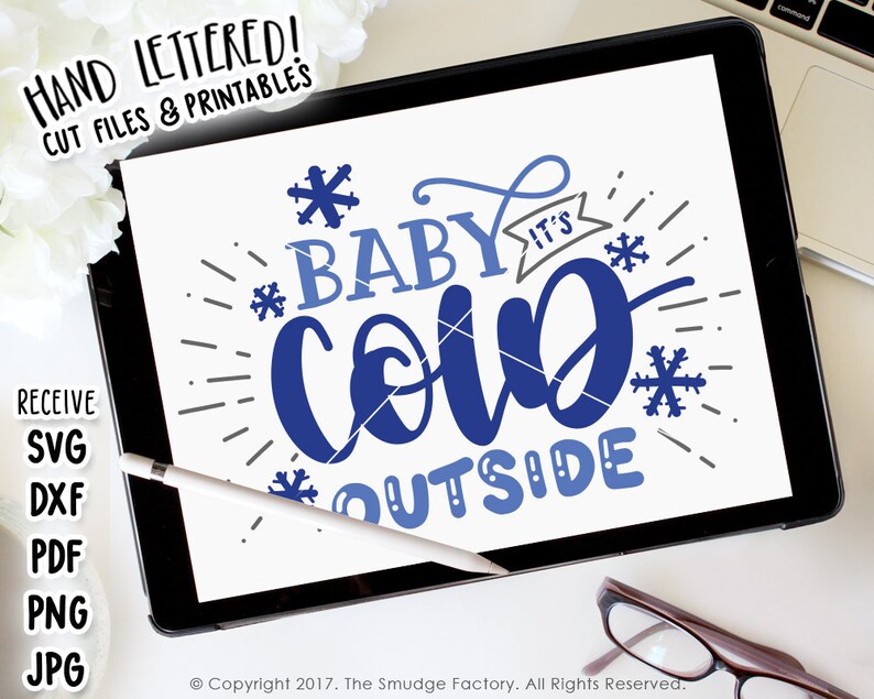 Baby It's Cold Outside Printable Christmas Hand Lettered - Etsy